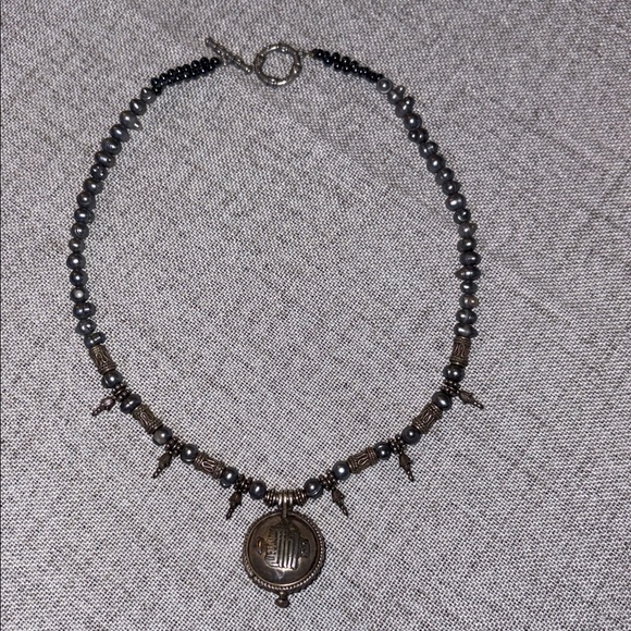 Artisan beaded necklace sun face charm - boho celestial box-style pendant - Picture 3 of 5